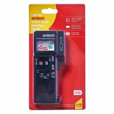 Amtech 3-In-1 Multi Function Tester Battery Multi Bulb Fuse Electric • £12.22