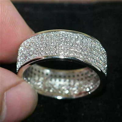 2.50 Ct Lab Created Diamond Men's Wedding Band Ring 14K White Gold Over • $153.74