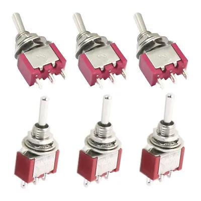 SPDT ON-OFF-ON 3 Position Momentary Electric Toggle Switch AC 120V 5A Red 6pcs • $12.37