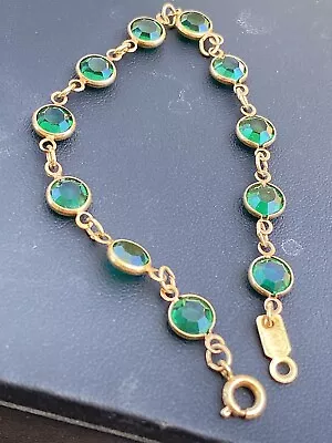 VTG Swarovski Emerald Green Crystal Costume Jewelry Bracelet • $0.99