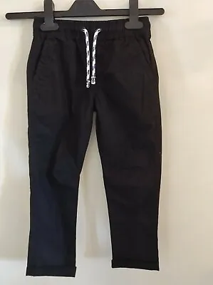 £9.99 • Buy Boys Stretch Black Chino Style Jogger Elasticated Pull On Pants Trousers  4-5 Yr