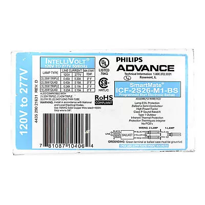 Advanced Icf-2s26-m1-bs Electronic Fluorescent Ballast 2 Lamp 26w Cfl 120/277v • $34.50