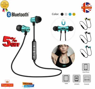 Sweatproof Wireless Bluetooth Earphones Headphones Sport Gym Samsung IPhone UK • £4.49