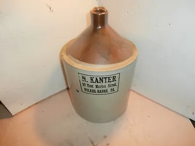 Vintage N. Kanter Stoneware Whiskey Jug 37 East Market St. Wilkes Barre PA • $89.99
