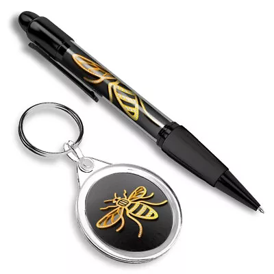 1 Ballpoint Pen & 1 Keyring Set 3D Manchester Bee Logo #50003 • £5.99