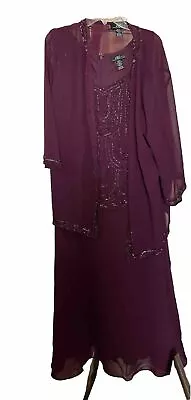 NEW Midnight Velvet Beaded Purple Formal Wedding Jacket Dress Size 2X • $41.99