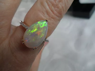 £1899.99 • Buy 100% Genuine STUNNING ~ Coober Pedy Opal & Diamond 14k Gold Ring 3.30ct WOW WOW