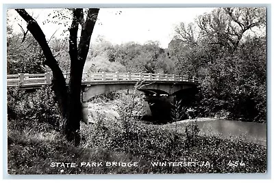 Winterset Iowa IA Postcard RPPC Photo State Park Bridge Scene C1940's Vintage • $29.95