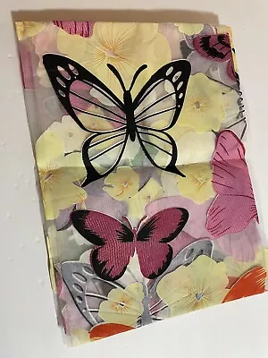 Sheer Curtain Colorful Butterfly Floral Printed Tulle Panel 38”W X 82”L • $7.99