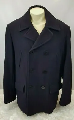 Martin And Osa Wool Blend Pea Coat Men Size Large Blue Casual • $69.99