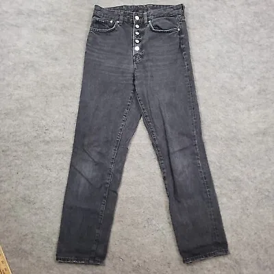 H&M Jeans Womens 27 Mom Straight Black High Rise Denim Button Fly Ladies 28x27 • $12.59