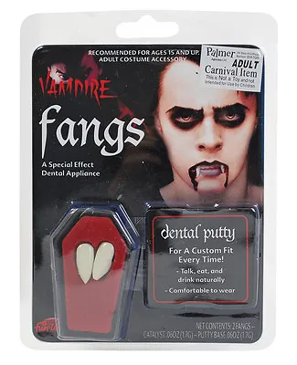 White Teeth Vampire Dracula Fangs Caps With Putty Adhesive Halloween Fancy Dress • £4.99