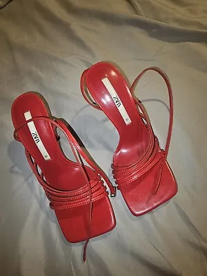 ZARA Women's 3  High Heel Strappy Sandals Red Size US: 7 • $17.75
