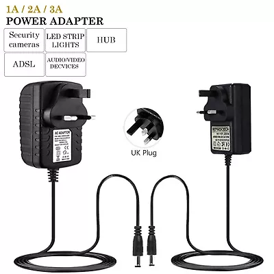 1A/2A/5A 12V AC/DC Adapter Charger Power Supply For CCTV DVR Camera/ LED Light U • £33