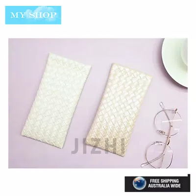 $9.80 • Buy Faux Leather Sunglasses Eyeglasses Case Soft Pouch Snap Shut Bag - Woven Pattern