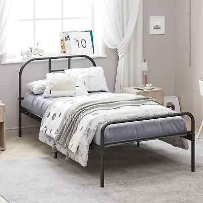 3ft Metal Bed Frame Bedstead With Vintage Headboard/Black • £39.99