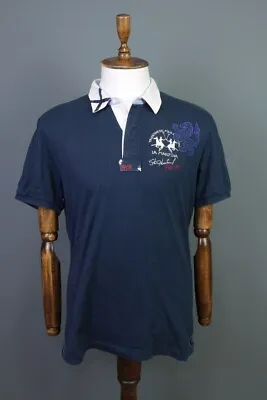 La Martina Buenos Aires Blue Short Sleeve Polo Shirt Size L • $45