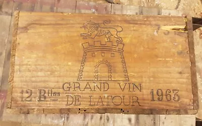 1963 Grand Vin De Latour Wooden Wine Crate Chateau French Box Wood Case Vintage • $450