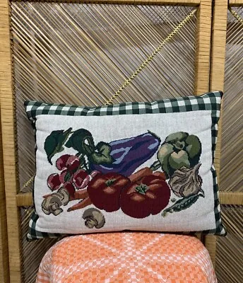 Vintage Tapestry Pillow Vegetable Garden • $20