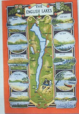 SOUVENIR Tea Towel   NEW   Cotton   ENGLISH LAKES MAP   Pm £3.99 • £3.99