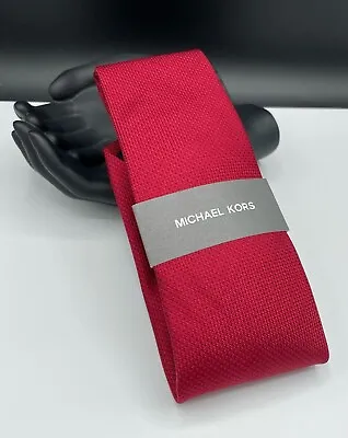 MICHAEL KORS Men's 100% Silk Tie ~ RED ~ Geometric ~ NEW Fashion MSRP: $69.50 • $21.99