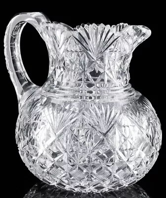 V.fine Antique American Brilliant Period Deeply Cut Glass Wine Water Pitcher Jug • $135.50