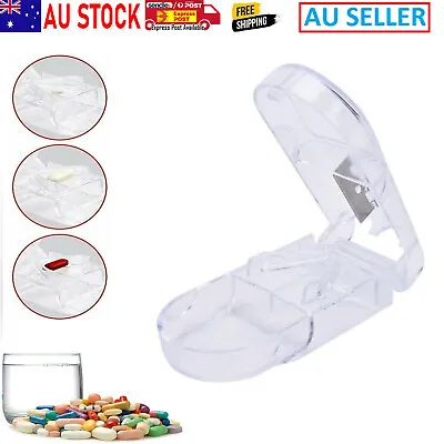 $11.99 • Buy Pill Cutter For Small Tablet Storage Box Splitter Medicine Case Divider Portable