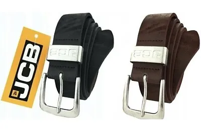 Jcb Genuine Mens Leather Lined Belt Real Leather Mens Belt Work Belt Black Brown • £10.99