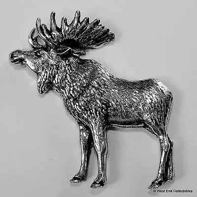 Moose Elk Caribou Pewter Pin Brooch -British Hand Crafted-North America Reindeer • $9.32