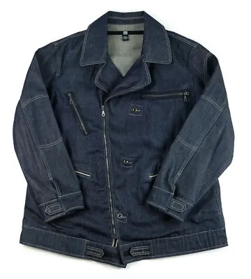Marithe Francois Girbaud Mens Double Breasted Jean Jacket Size XXL Blue Denim • $99.99