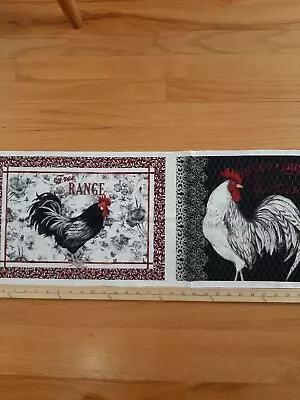 Proud Roosters Placemat Panel Free Range Cotton Quilt Fabric ( Blocks 2) • $4.95