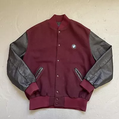 Vintage BMW Leather Wool Letterman Bomber Varsity Jacket Made In USA XL • $199.99