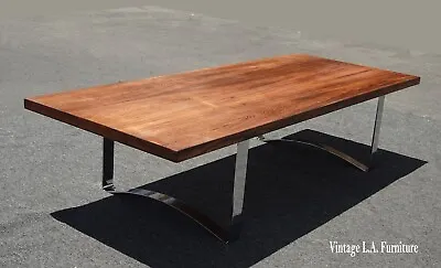Vintage Mid Century Modern Teak Cocktail Coffee Table With A Chrome Base • $1051.60