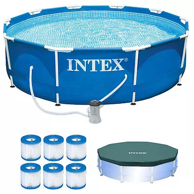 INTEX Metal Frame Outdoor Pool Set With Cover & Type H Filter Cartridge (6 Pack) • $153.88