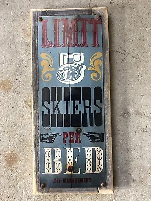 $45.95 • Buy Limit 5 Skiers Per Bed Boyne Mountain MI Ski Vintage Framed Sign Cabin Decor