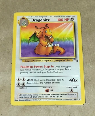 $1.25 • Buy Vintage Rare 90s Dragonite 19/62 Non-Holo Fossil Set 1999 Wotc Pokemon Tcg Card