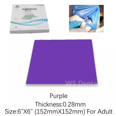 Dental Endodontic Rubber Dam Natural Latex Gauge Adult 6 X6  36 Sheets Purple • $116.09