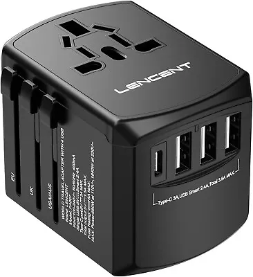 LENCENT Universal Travel Adapter International Charger With 3 USB Ports  • $32.99