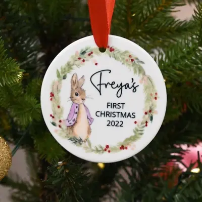 Personalised First Christmas Bauble Custom 1st Xmas Ornament New Baby Gift • £7.99