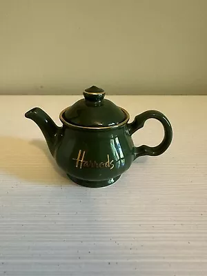 Vintage HARRODS Green & Gold Miniature Teapot James Sadler & Sons  • $28