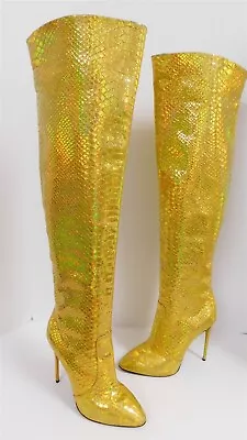 Giuseppe Zanotti Gold Multi Snake Leather Thigh High Boots Italy 39 • $199.99