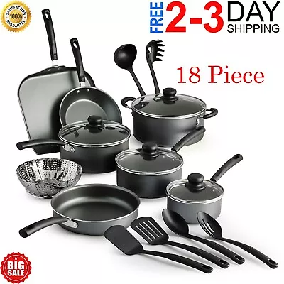 $45.99 • Buy 18 Piece Cookware Set Pots & Pans Kitchen Non Stick Home Cooking Pot Pan 2 Color