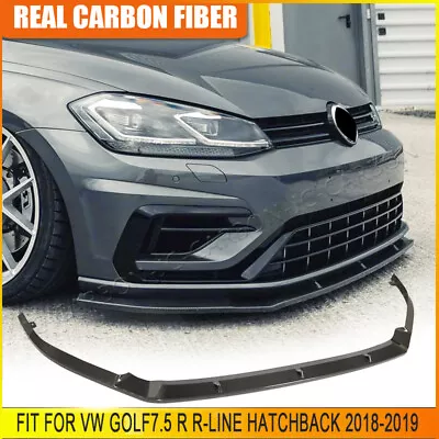 Fits VW Golf 7.5 MK7.5 R R-line 17-19 REAL Carbon Fiber Front Bumper Lip Spoiler • $455.99