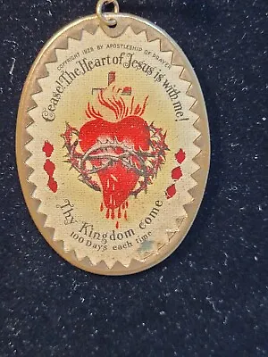 Vintage Sacred Heart Metal Apostleship Of Prayer Scapular Jesus • $16.50