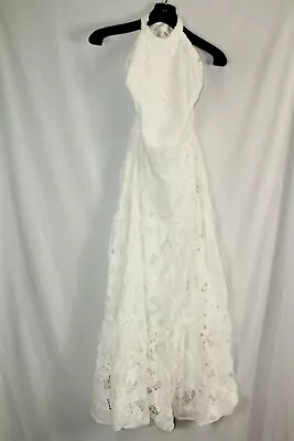 Milly Hayden White Floralis Embroidered Lace Halter Top Dress #8 $525 • $118.99