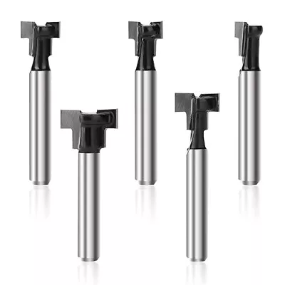 5pcs Keyhole Router Bit Set 1/4  Shank Router Bit T-Track Slotting Handle Tools • £7.94