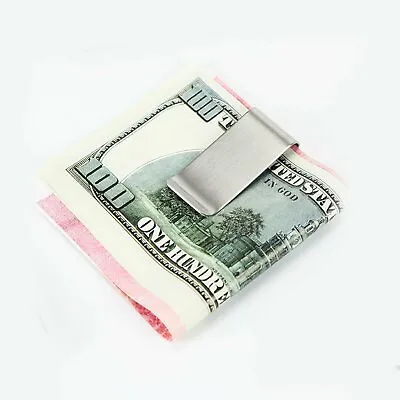 $Slim Clip Double Sided Money Clip Credit Card Holder Wallet New Stainless Steel • $3.59