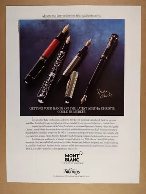 1993 Mont Blanc Agatha Christie Edition Pens Vintage Print Ad • $9.99