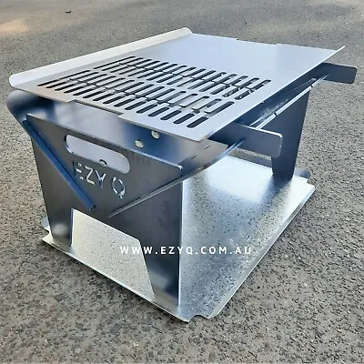 $240 • Buy 5MM THICK, Flat Pack Fire Pit & Stainless Steel Grill (500mm Long) Portable BBQ