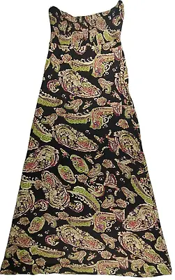 $4.95 • Buy Maxi Floral Long Dress Womens Multi Coloured Gems Stones Sleeveless Low Cut